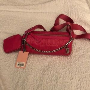 Juicy Couture Puff Roll Barrel Crossbody Color Pink Flash Chain Accent NWT